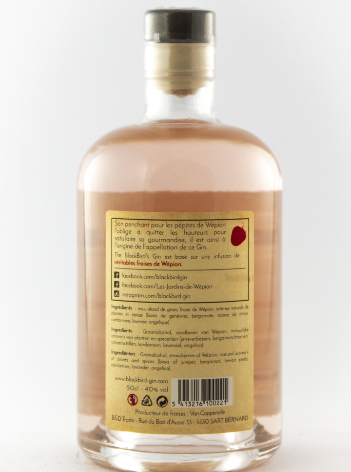 Gin Black Bird, distillerie de namur, terra nova alcool 