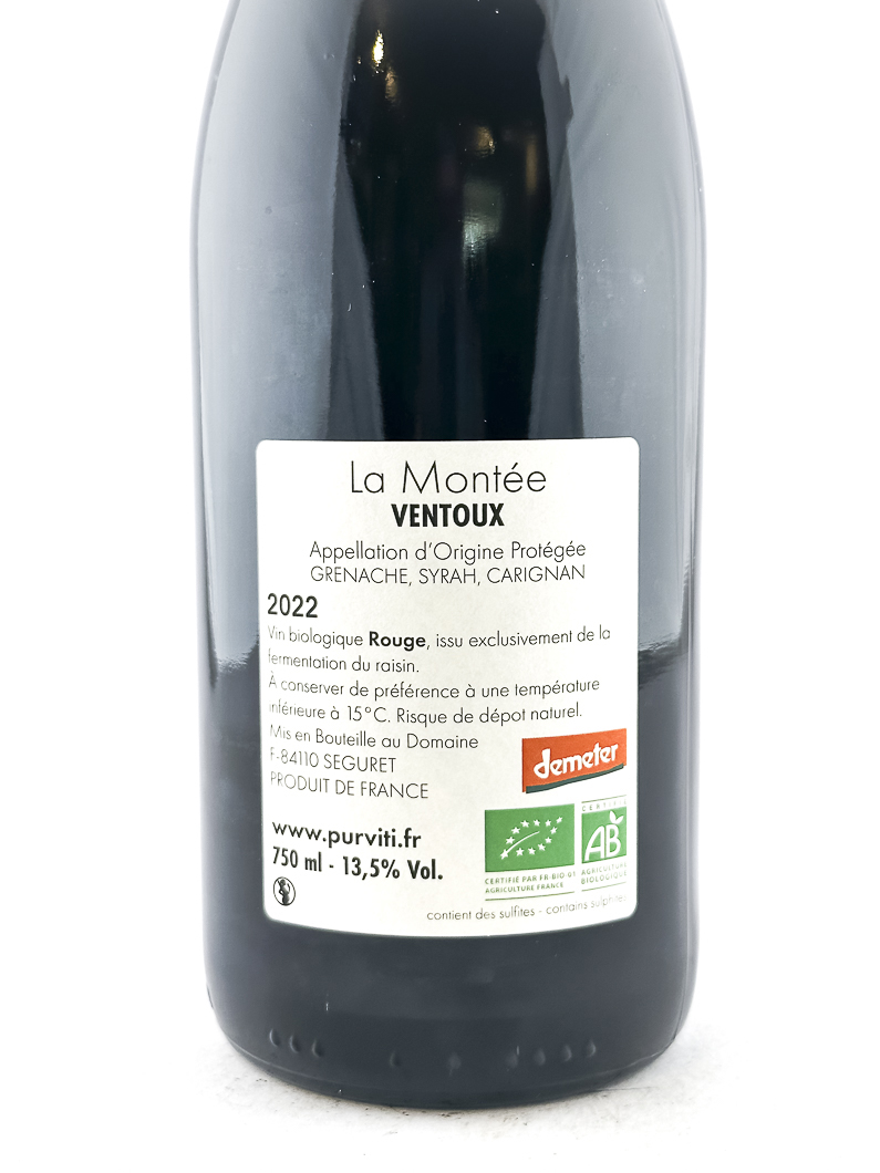 AOP ventoux Purviti La Montée, BIO, Biodynamie 2022 75 cl Rouge