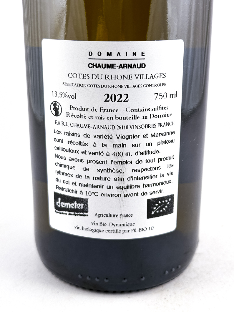 Côtes du Rhône Villages Chaume Arnaud La Cadène BIO 2022 75 cl Blanc