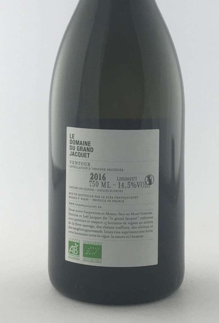 AOC ventoux Le Grand Jacquet les planètes BIO 2016 75 cl Blanc