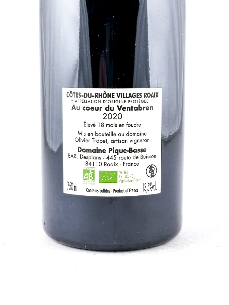 CDR Villages - Roaix Pique Basse Au Coeur de Ventabren BIO 2020 75 cl Rouge