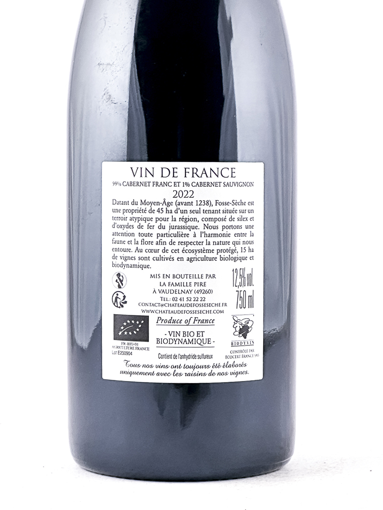 Vin de France Chateau de Fosse Sèche eolithe BIO 2022 75 cl Rouge