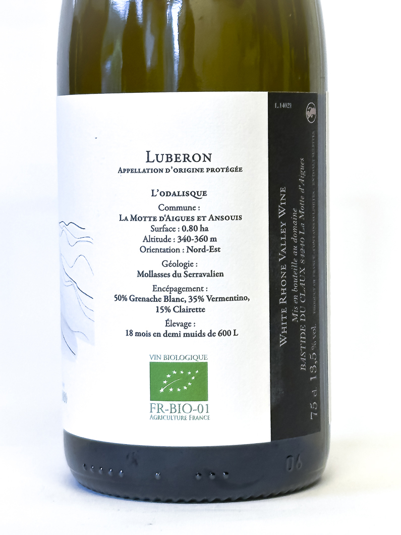 AOC Lubéron La Bastide du Claux L'Odalisque BIO 2021 75 cl Blanc