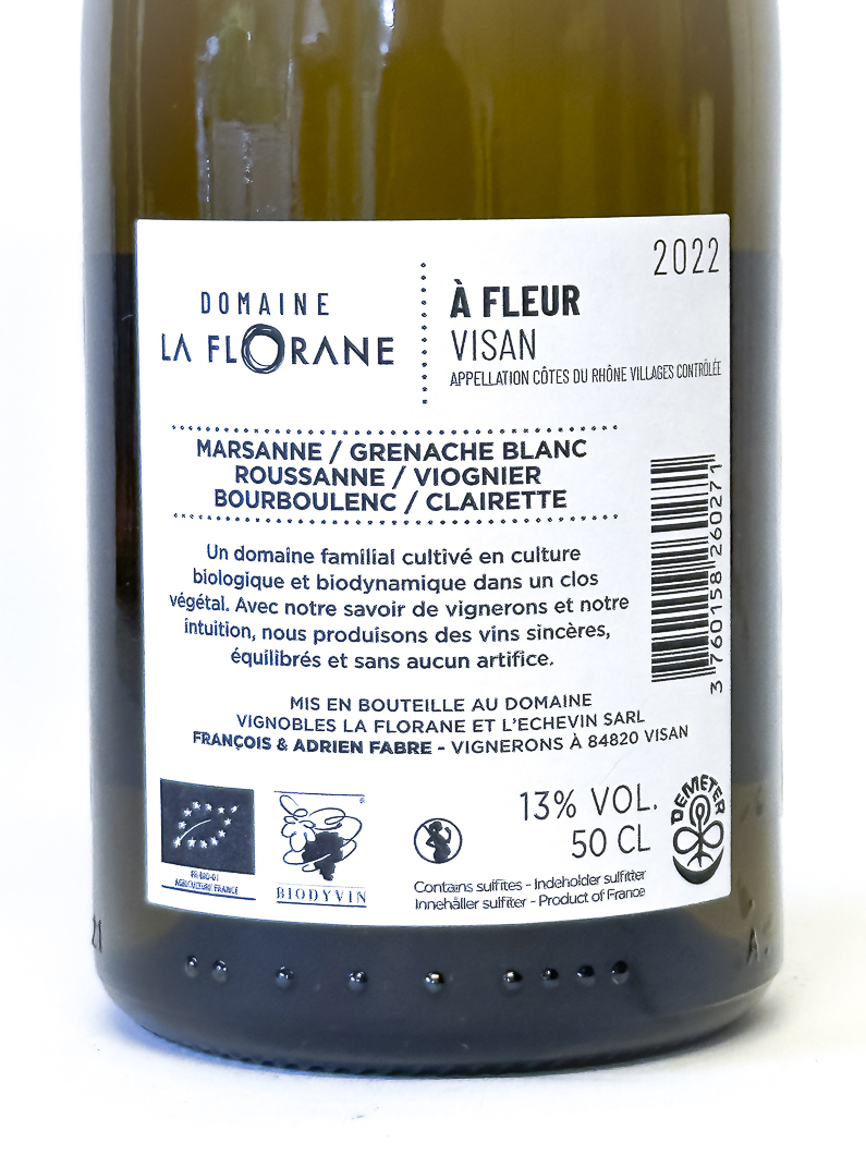 CDR Villages - Visan La Florane A Fleur  BIODYNAMIE 2022 50 cl Blanc
