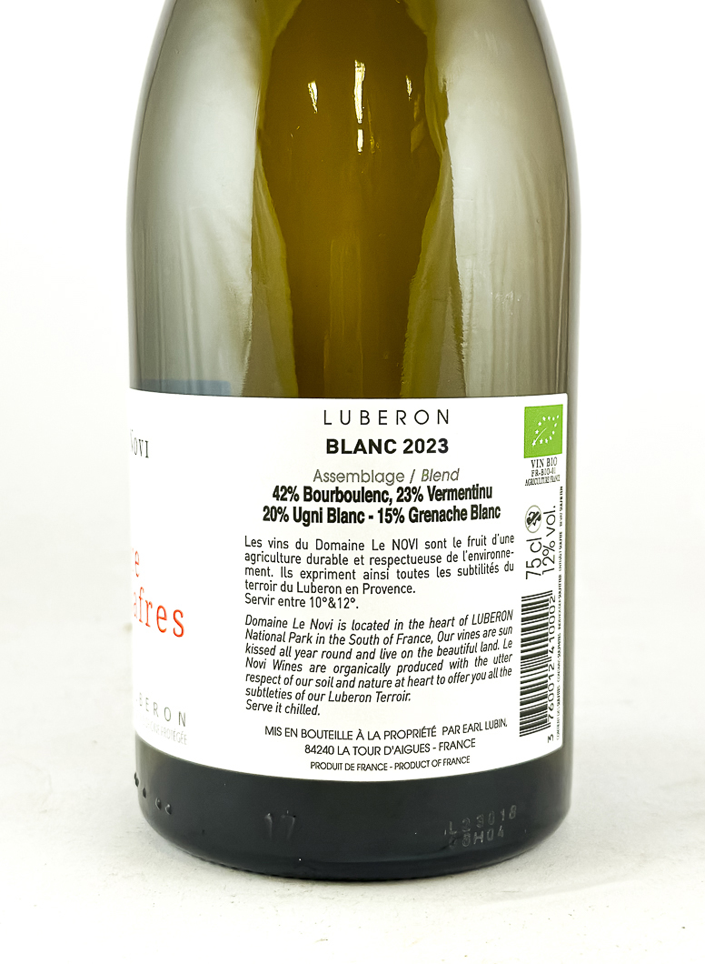 AOP Lubéron Le Novi Terre de safres BIO 2023 75 cl Blanc