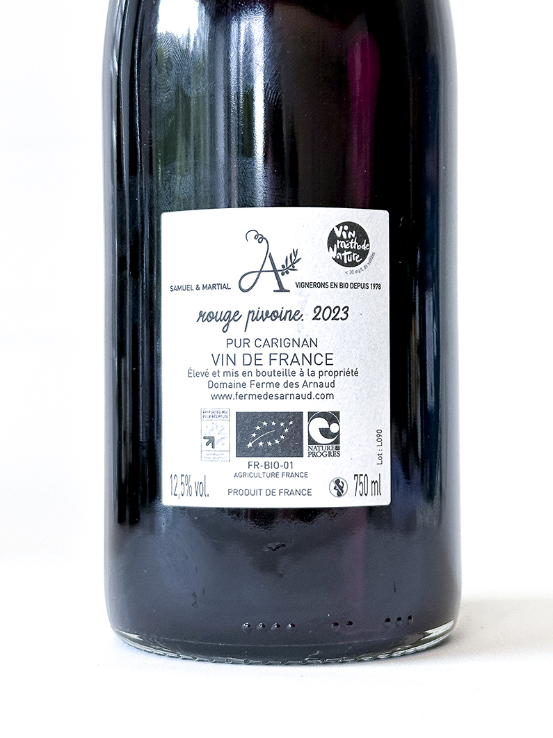 Vin de France Ferme des Arnaud ROUGE PIVOINE, BIO 2023 75 cl Rouge