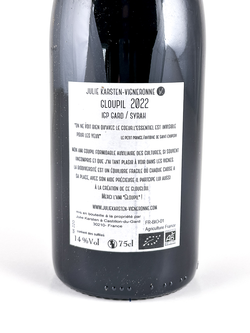 IGP Gard julie karsten gloupil,  BIO 2022 75 cl Rouge