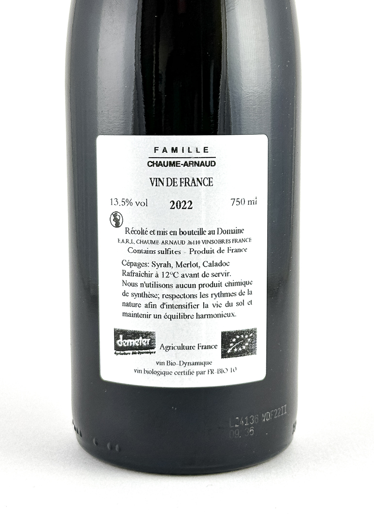 Vin de pays Chaume Arnaud Pontias BIO 2022 75 cl Rouge