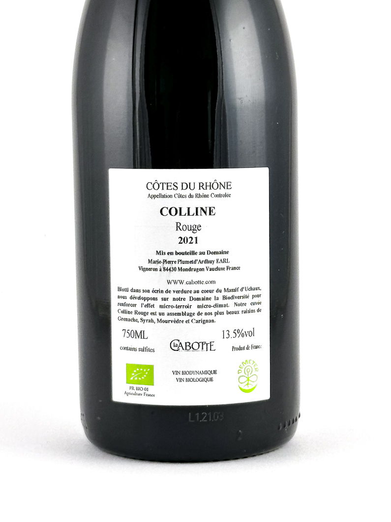Côtes du Rhône La Cabotte Colline BIO, BIODYNAMIE, bouchon à vis 2021 75 cl Rouge
