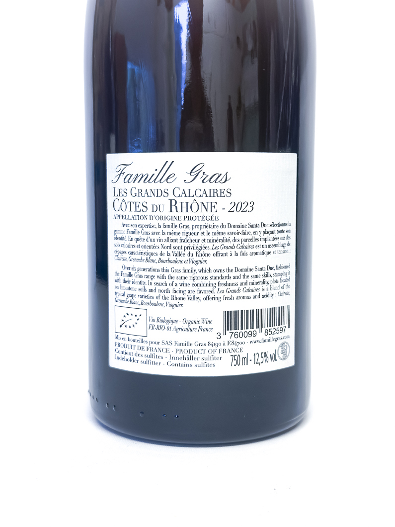 Côtes du Rhône Famille Gras Grands Calcaires 2023 75 cl Blanc