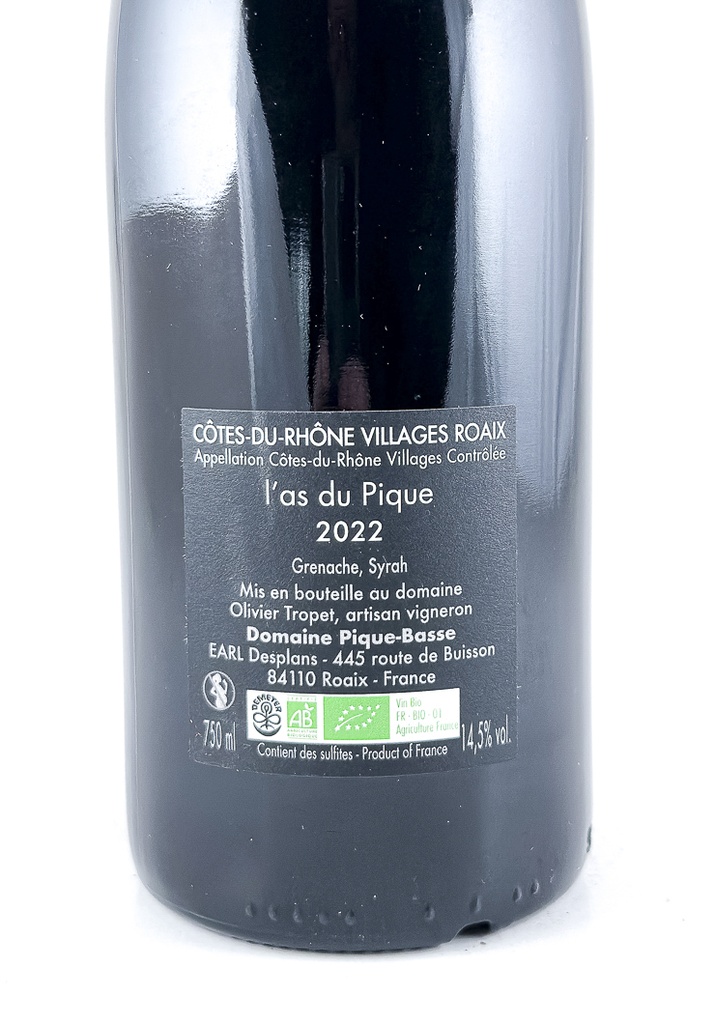 CDR Villages - Roaix Pique Basse As du Pique BIO 2022 75 cl Rouge