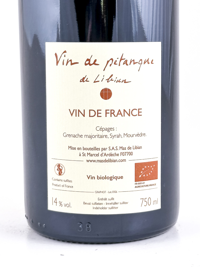 VDF Mas de Libian Vin de Pétanque BIO 2024 75 cl Rouge