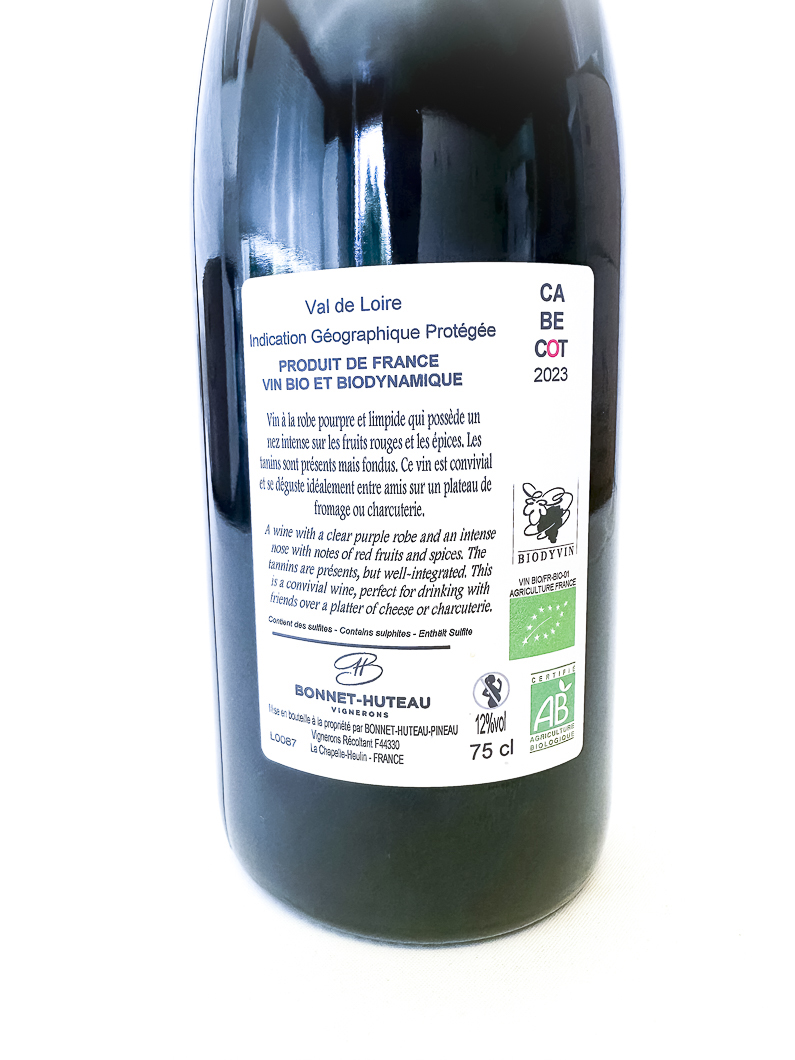 IGP Val de Loire Bonnet-Huteau Cabecôt, BIO 2023 75 cl Rouge