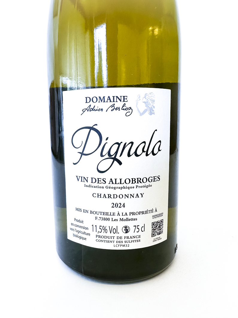 IGP vins des allobroges Adrien berlioz PIGNOLO BIO 2024 75 cl Blanc