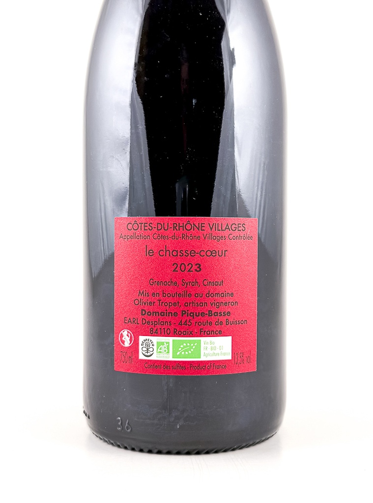 Côtes du Rhône Pique Basse Chasse Coeur BIOYNAMIE 2023 75 cl Rouge