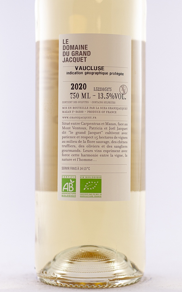 Ventoux Le Grand Jacquet Le Sanglier Gourmand BIO 2020 75 cl Blanc