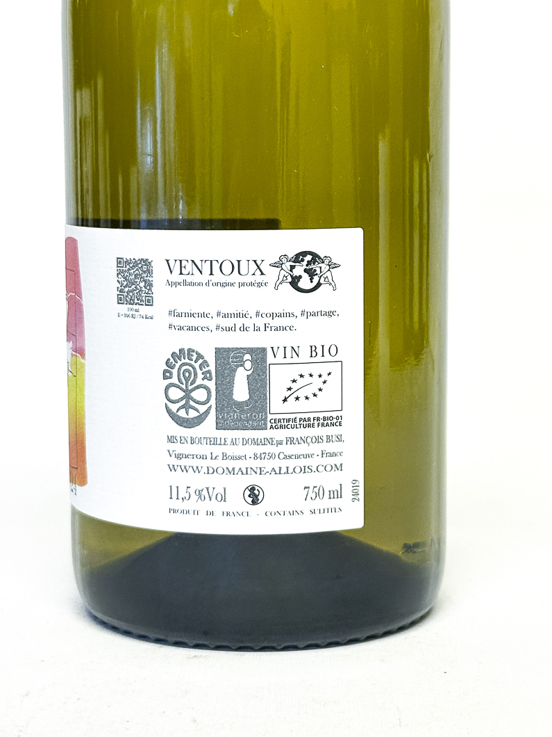 AOC ventoux Allois COUP de SOLEIL BIO 2024 75 cl Blanc