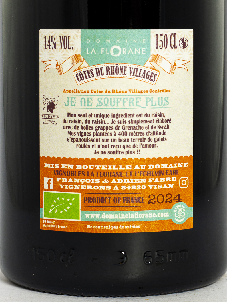 CDR Villages - Visan La Florane Je ne Souffre Plus BIODYNAMIE 2024 150 cl Rouge