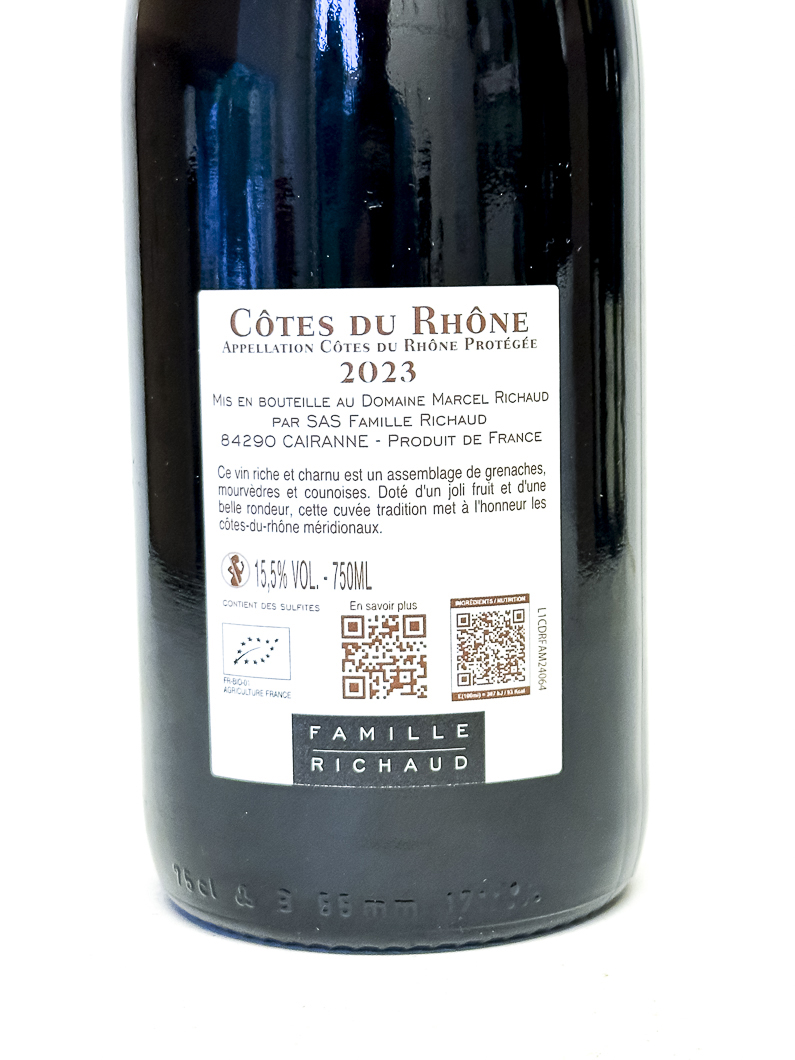 côte du rhône Richaud Tradition famille richaud, BIO 2023 75 cl Rouge
