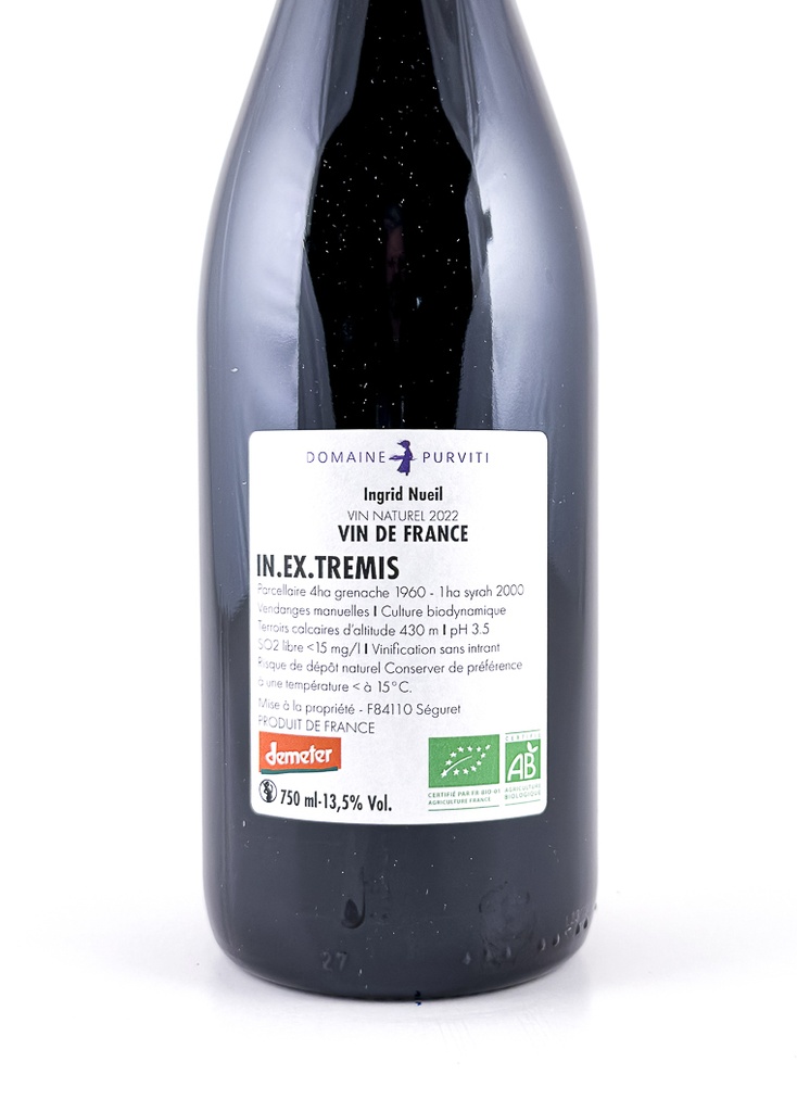 AOP ventoux Purviti IN EX.TREMIS  BIO, Biodynamie 2022 75 cl Rouge