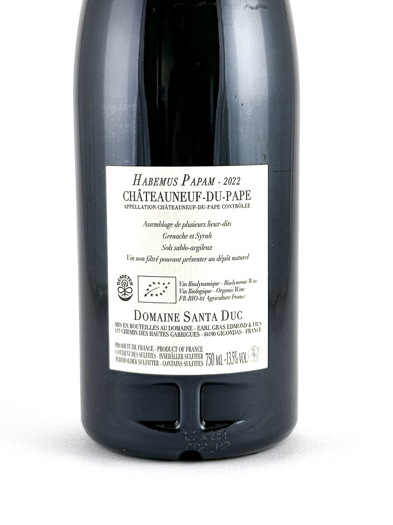 Châteauneuf du pape Santa Duc Habemus Papam, BIO, Biodynamie 2022 75 cl Rouge