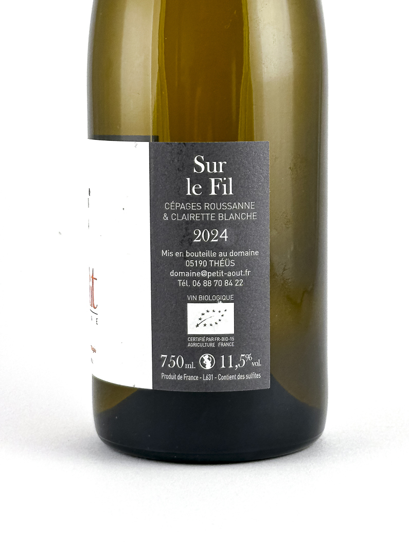 IGP Hautes Alpes Petit Aout Sur le Fil BIO 2024 75 cl Blanc