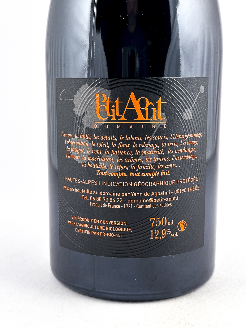 IGP Hautes Alpes Petit Aout tout compte tout compte fait BIO 2024 75 cl Rouge