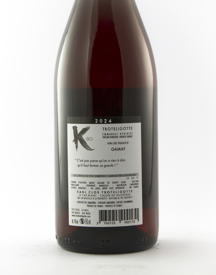 VDF Clos Troteligotte K-Bo BIO 2024 75 cl Rouge