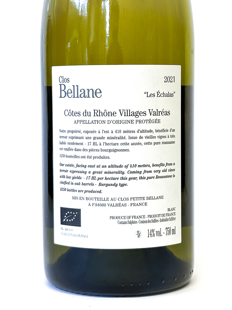 CDR Villages - Valréas Clos Bellane Les Echalas BIO 2023 75 cl Blanc