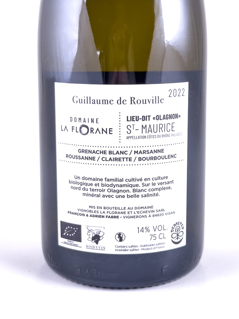 CDR Saint Maurice La Florane Guillaume de Rouville BIO 2022 75 cl Rouge