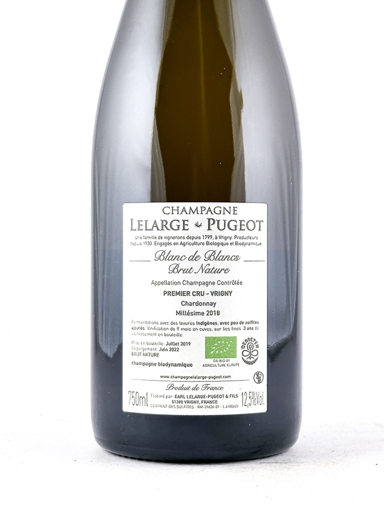Champagne Lelarge pugeot blanc de blancs extra brut  nature BIO, Biodynamie 2018 75 cl Bulles - Blanc