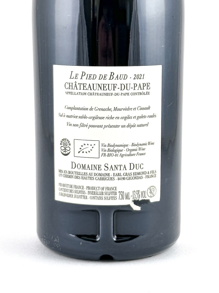 Châteauneuf du pape Santa Duc Le Pied de Baud, BIO, Biodynamie 2021 75 cl Rouge