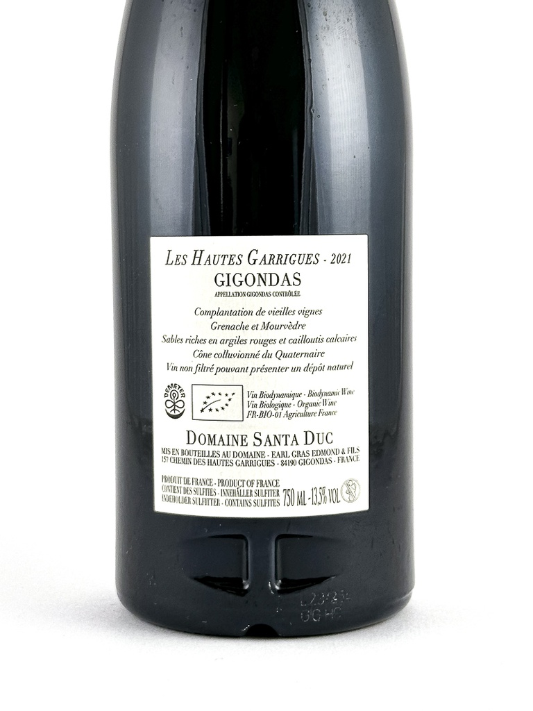Gigondas Santa Duc Les Hautes Garrigues, BIO, Biodynamie 2021 75 cl Rouge