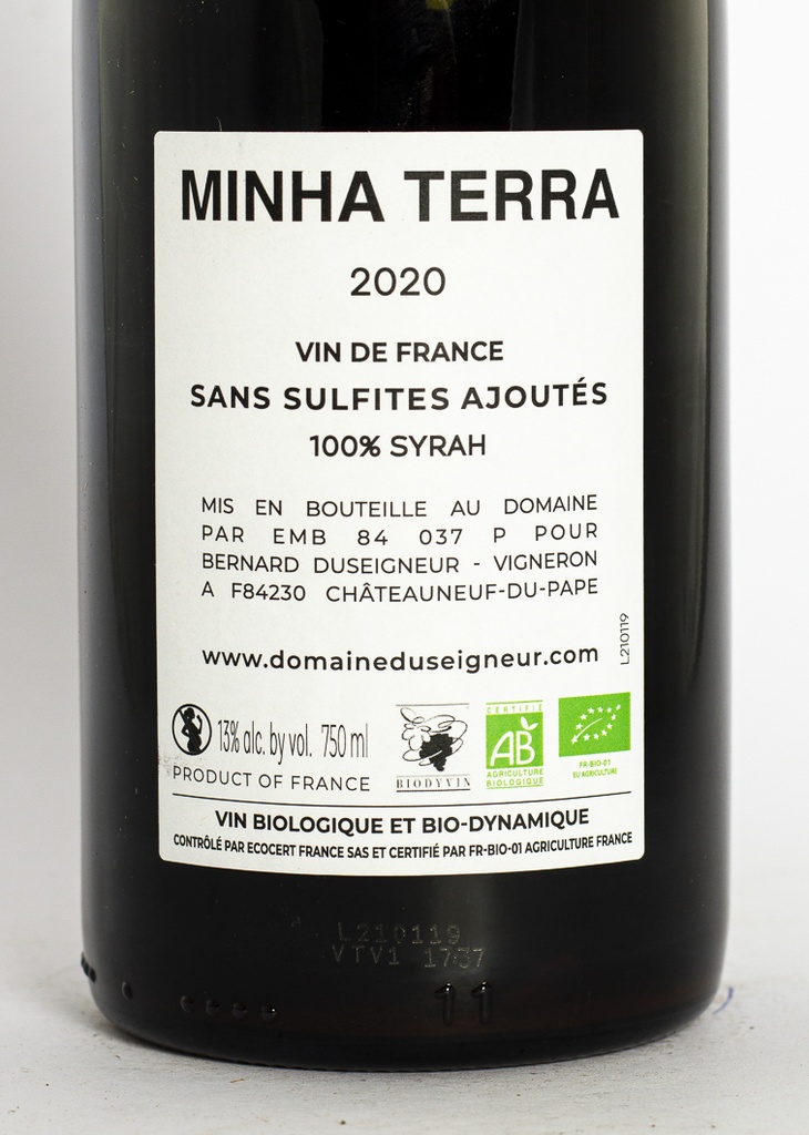 IGP Duseigneur Minha Terra 2020 75 cl Rouge