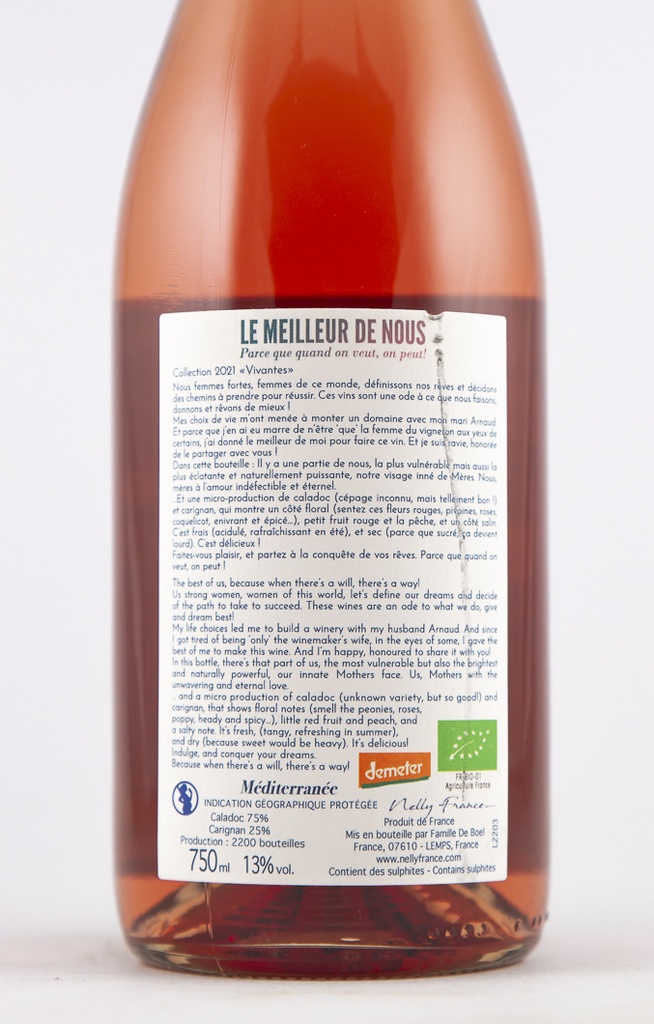 IGP Vaucluse de boel france MERES BIO 2021 75 cl Rosé