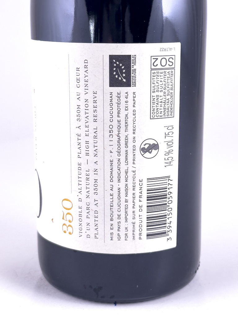 IGP pays de cucugnan-Languedoc peter sichel ALTURA BIO BIODYNAMIE 2022 75 cl Rouge