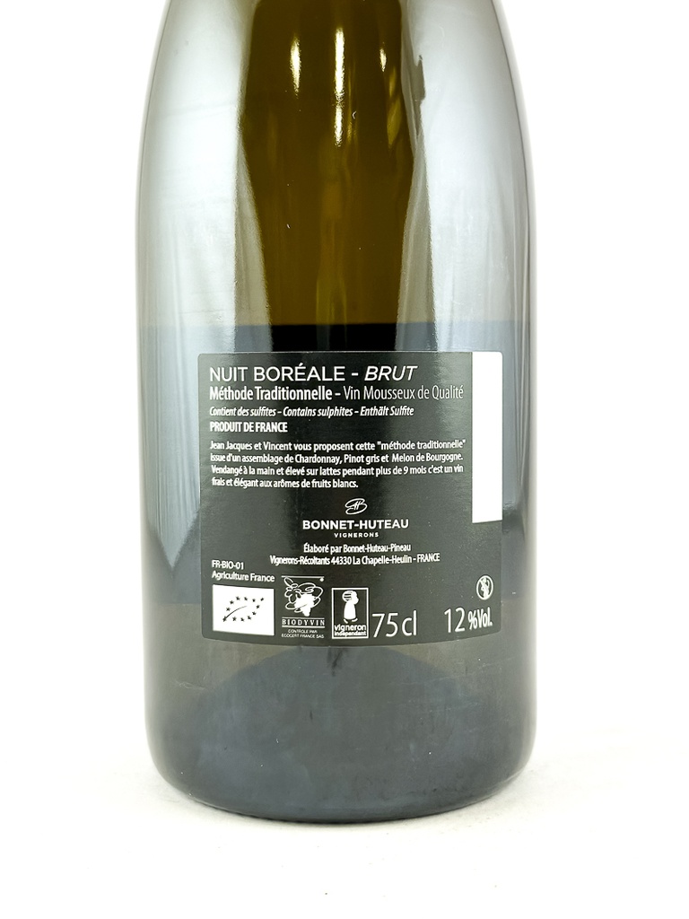 Méthode traditionnelle Brut Bonnet-Huteau Nuit Boréale BIO, Bio Dynamie 75 cl Bulles - Blanc