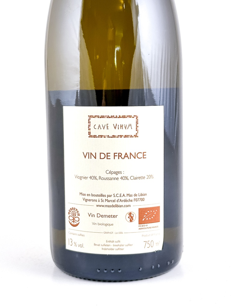 VDF Mas de Libian cave vinum BIO 2024 75 cl Blanc