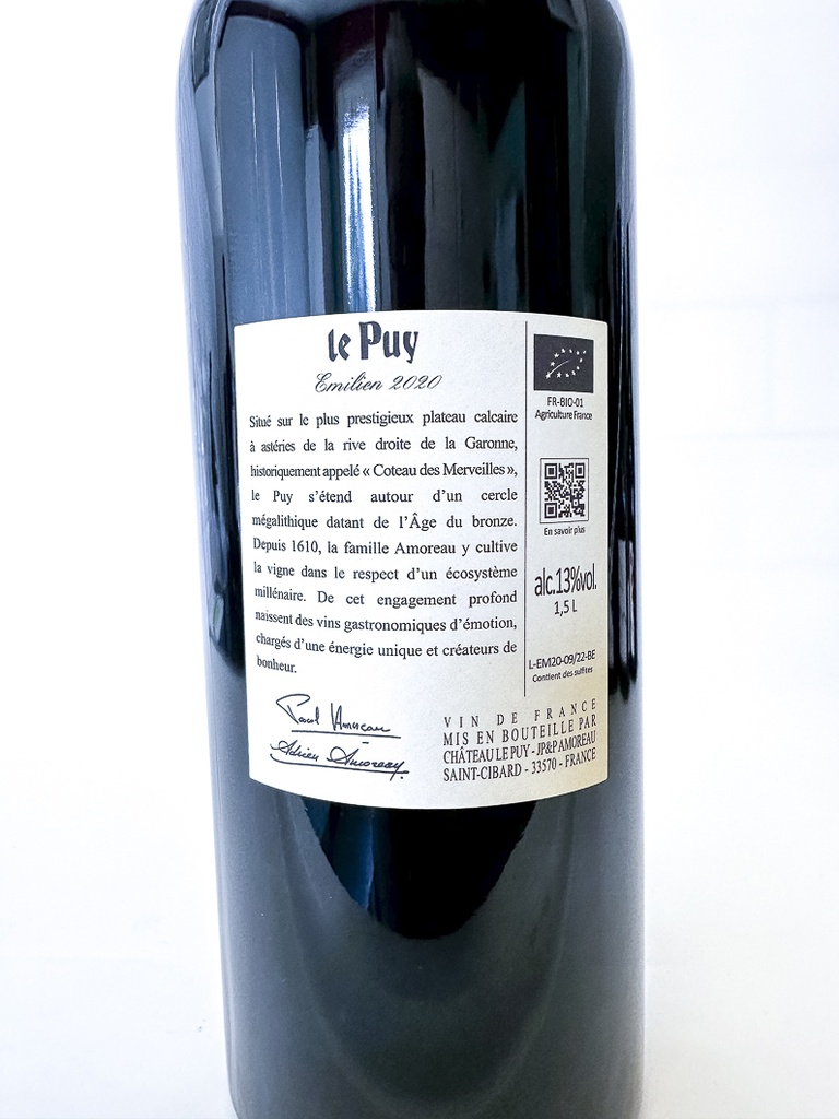 Vin de France Chateau Le Puy Emilien , BIO 2020 150 cl Rouge