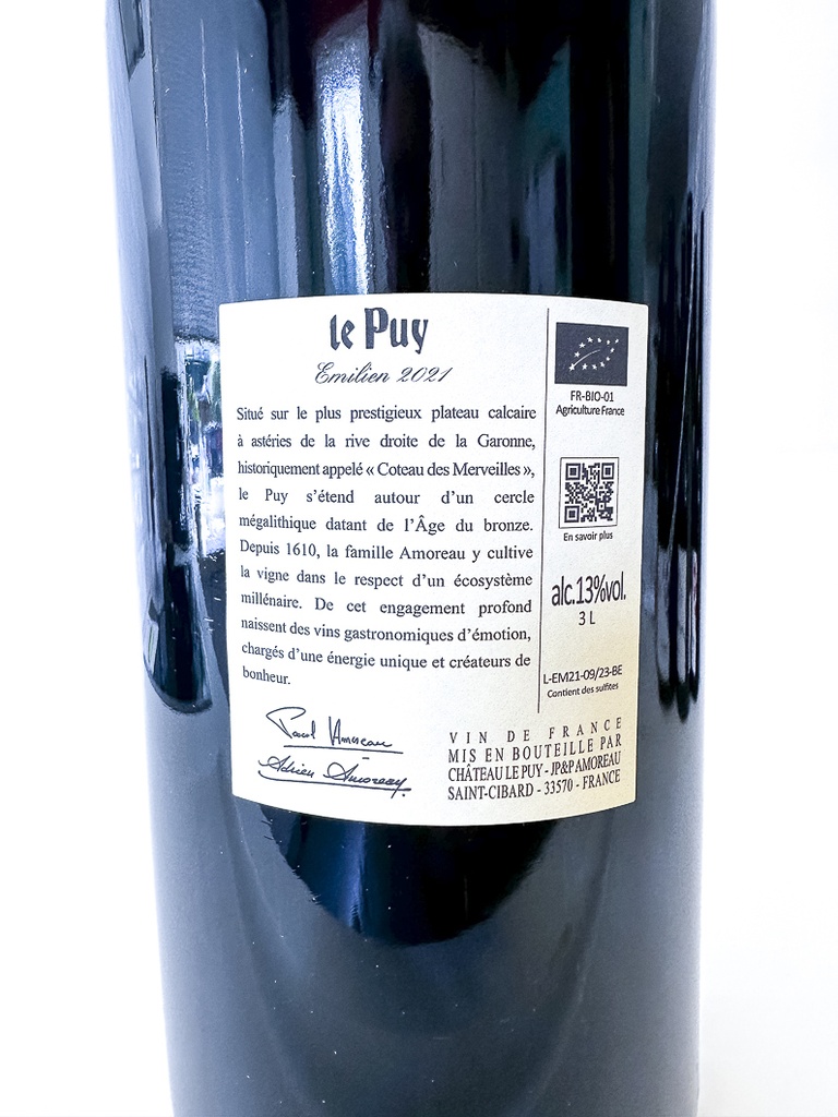 Vin de France Chateau Le Puy Emilien , BIO 2021 300 cl Rouge