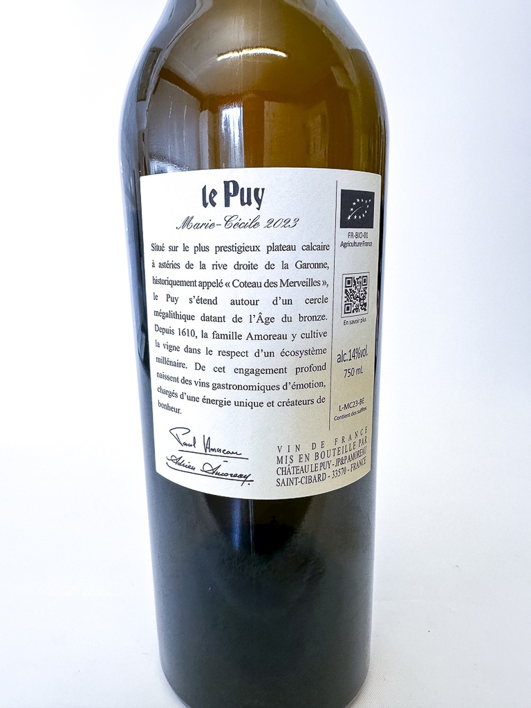 Vin de France Chateau Le Puy Marie Cécile , BIO 2023 75 cl Blanc