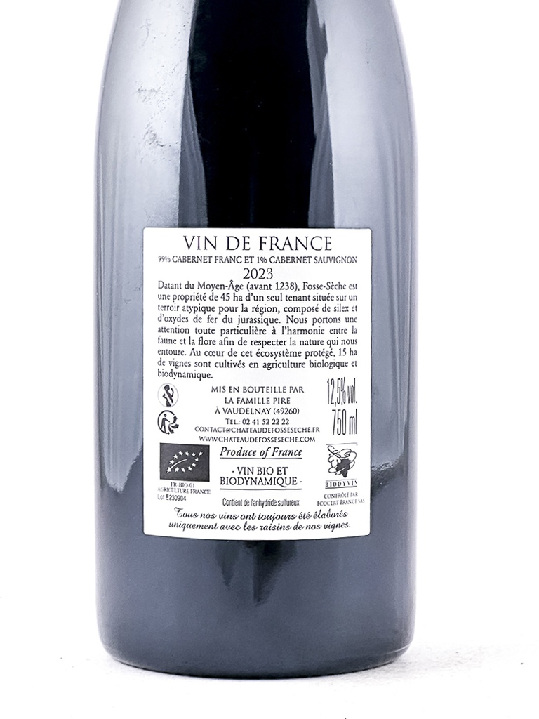 Vin de France Chateau de Fosse Sèche eolithe BIO 2023 75 cl Rouge