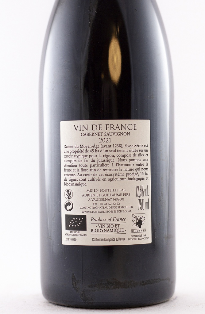 Vin de France Chateau de Fosse Sèche laurasie BIO 2021 75 cl Rouge