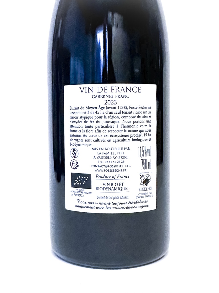 Vin de France Chateau de Fosse Sèche reserve du pigeonnier BIO 2023 75 cl Rouge