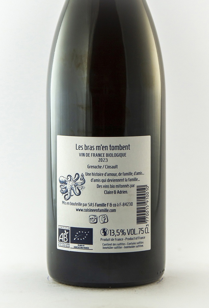 Vin de France Cuisine en Famille Les bras m'en tombent BIO 2023 75 cl Rouge