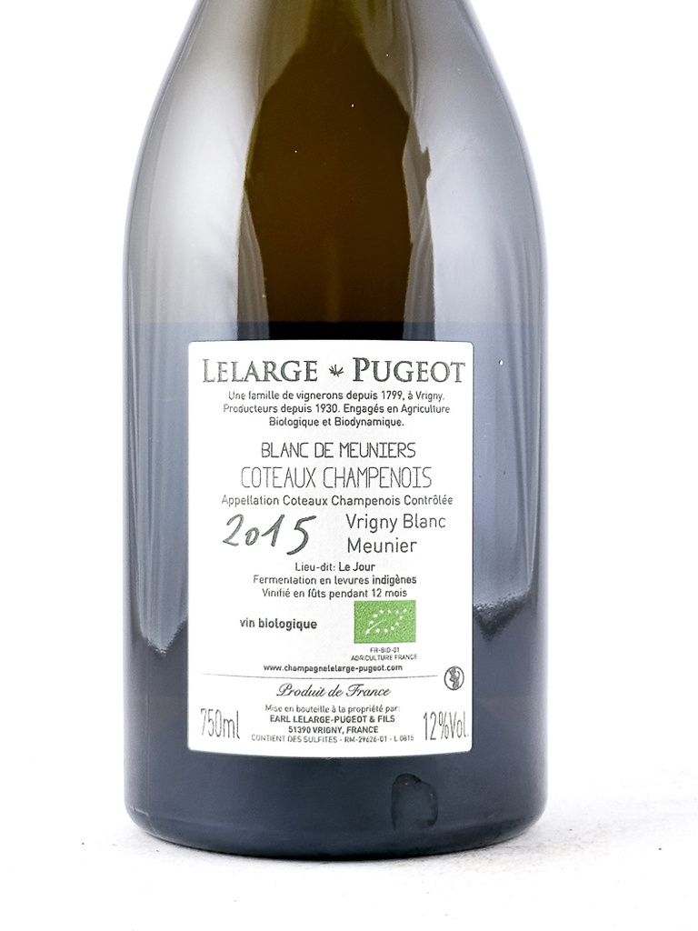 blanc de meunier Lelarge pugeot blanc de meunier bio biodynamie 2015 75 cl Blanc