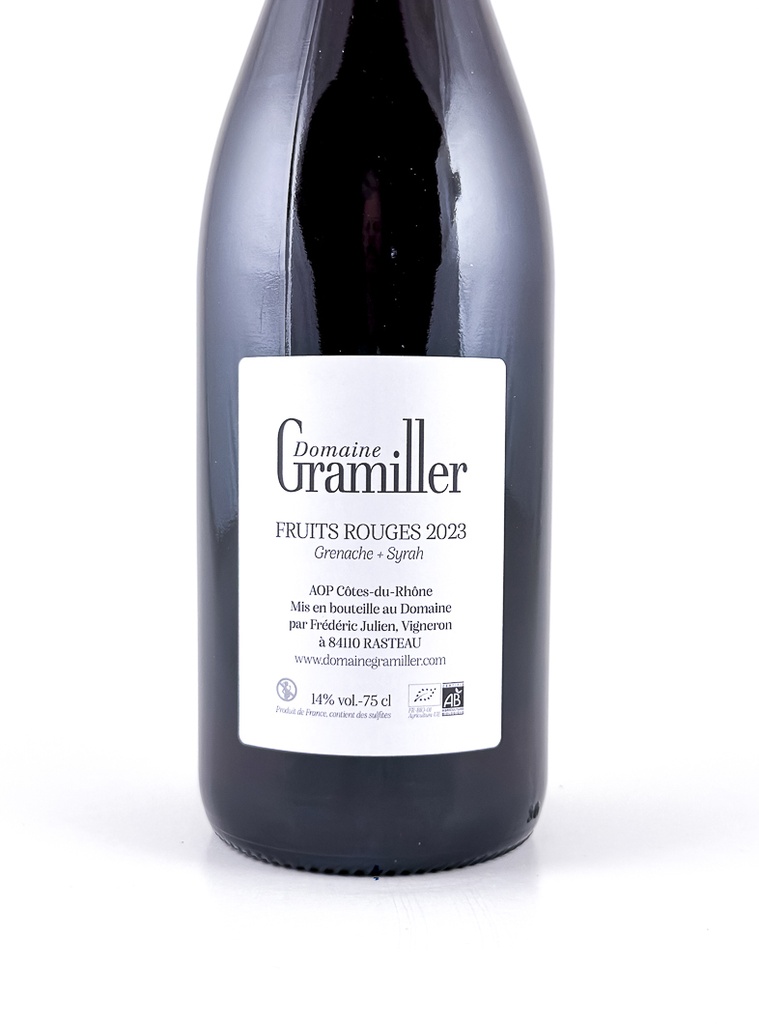 côte du rhône Gramiller  FRUITS ROUGES BIO 2023 75 cl Rouge