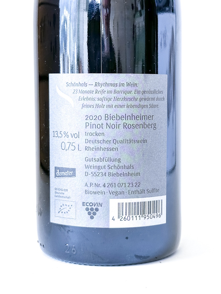 pinot noir weingut schoenhals ROSENBERG BIO 2020 75 cl Rouge