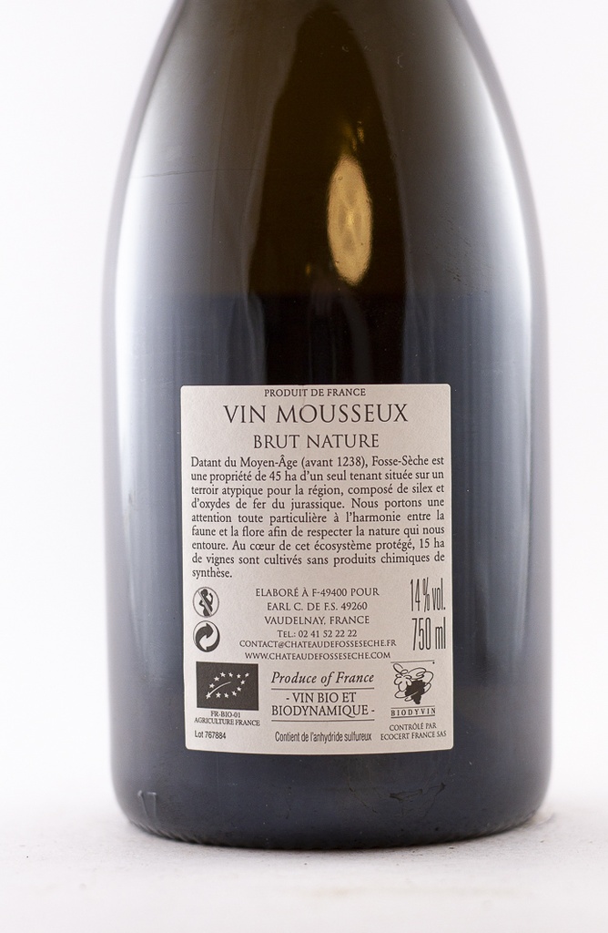 vin mousseux brut nature Chateau de Fosse Sèche Il Etait une Fois BIO 75 cl Bulles - Blanc