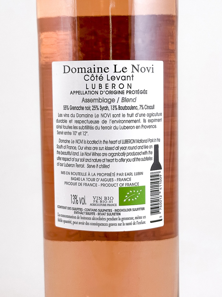 AOP Lubéron Le Novi Côté Levant BIO 2024 150 cl Rosé